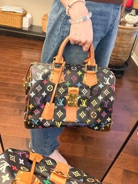 Louis Vuitton Black Multicolor Monogram Speedy 25 Handbag